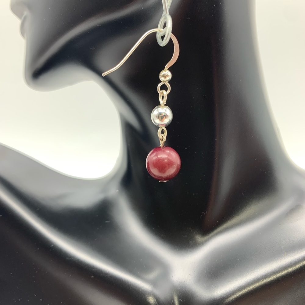 Vintage Brand New Purple Blush Silver Tone Dangle Drop Earrings #D00J